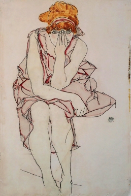 Seated Young Lady, Egon Schiele, 1913, Wally Neuzil.