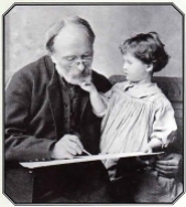 Edward Burne-Jones with his granddaughter Angela.