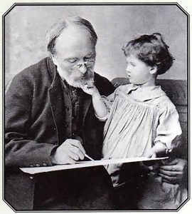 Edward Burne-Jones with his granddaughter Angela.