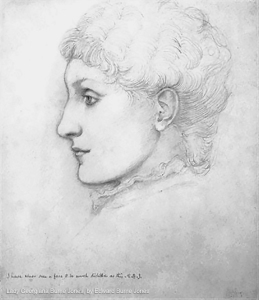 Pencil portrait of Georgiana Burne-Jones by Edward Burne-Jones.