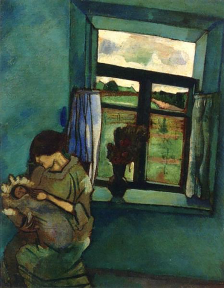Bella and Ida at the Window, oil on cardboard, Marc Chagall 1916. Bella Rosenfeld, Bella Chagall.