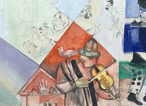 Detail of the Violinist from panel for the 'Introduction to the Jewish Theatre' , Marc Chagall, 1920.