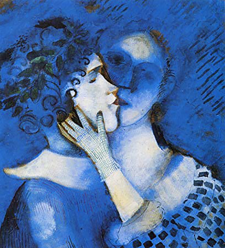 Lovers in Blue, Marc Chagall 1914. Bella Rosenfeld, Bella Chagall.