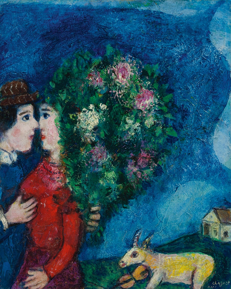 Les Amoureux au Bouquet, by Marc Chagall. Bella Rosenfeld, Bella Chagall.