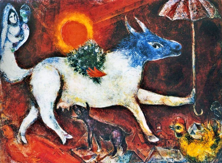 'A Cow with a Parasol' by Marc Chagall 1946.